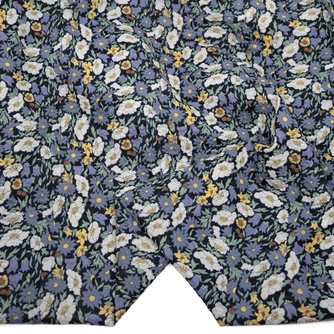 Secret Garden Crinkle Cotton - Midnight Blue/Bluestone - Image 2