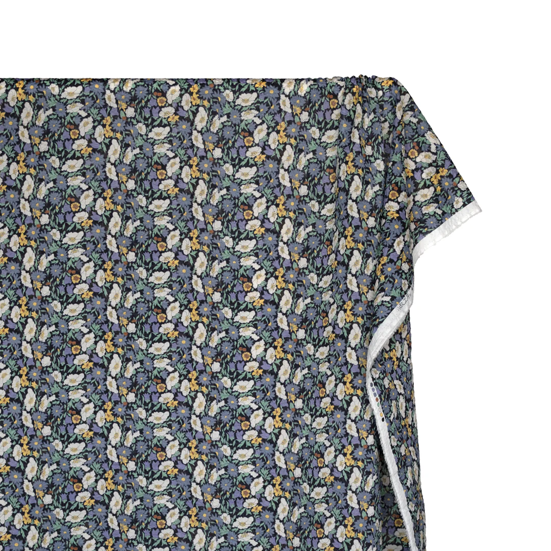 Secret Garden Crinkle Cotton - Midnight Blue/Bluestone - Image 4