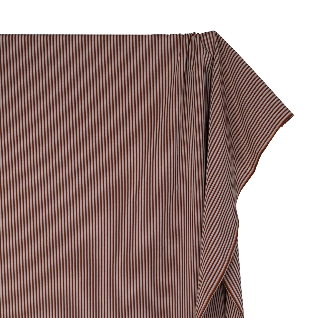 Shadow Stripe Cotton Shirting - Cocoa/Ivory/Yam - Image 4
