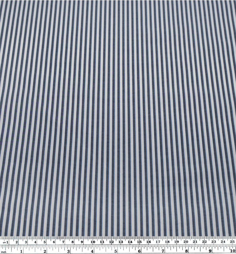 Shadow Stripe Cotton Shirting - White/Flint/Blue Bird - Image 3