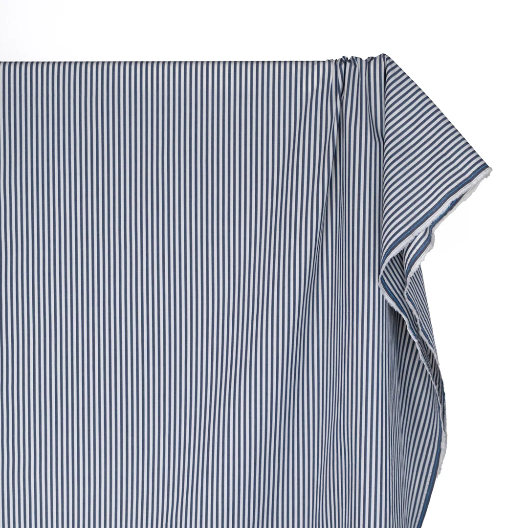 Shadow Stripe Cotton Shirting - White/Flint/Blue Bird - Image 4