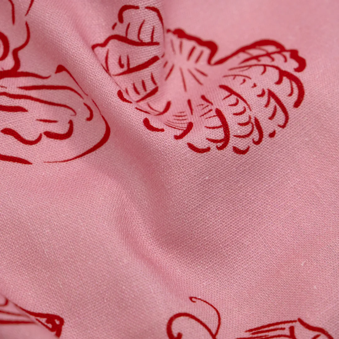 She Sells Seashells Linen Viscose Blend - Frosting/Crimson - Image 2