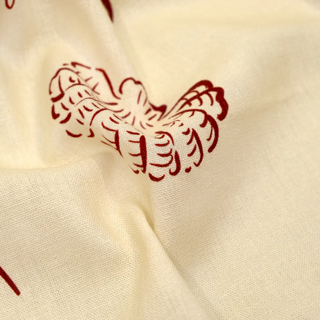 She Sells Seashells Linen Viscose Blend - Ivory/Cranberry - Image 2