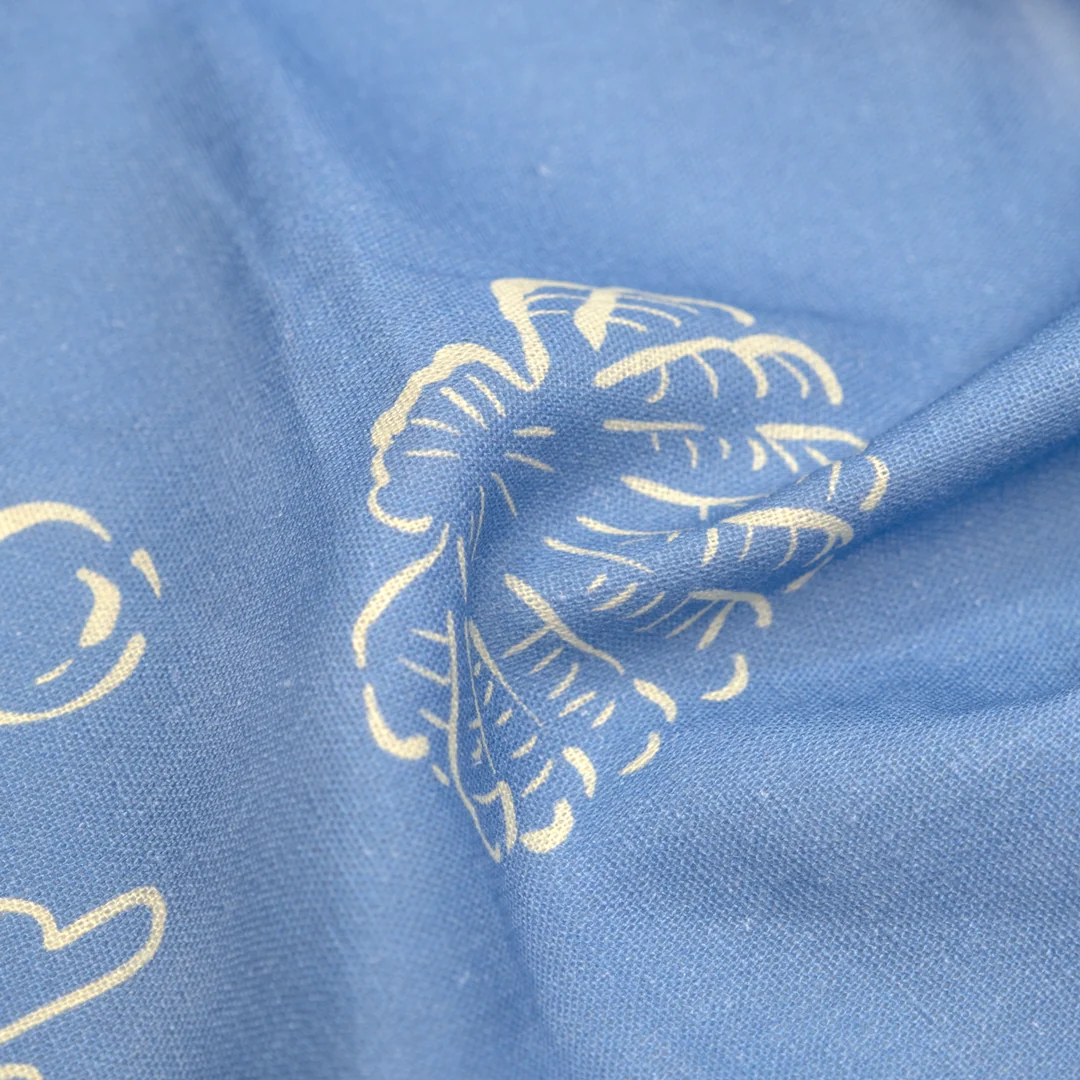 She Sells Seashells Linen Viscose Blend - Powder Blue/Vanilla - Image 2