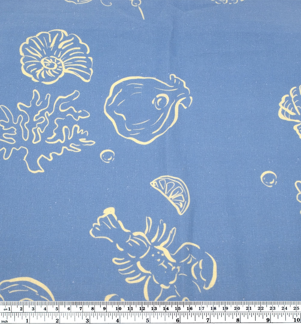 She Sells Seashells Linen Viscose Blend - Powder Blue/Vanilla - Image 3