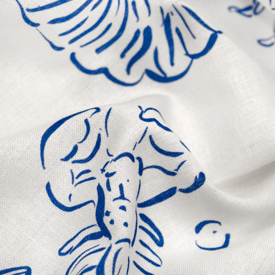 She Sells Seashells Linen Viscose Blend - White/Cobalt - Image 2