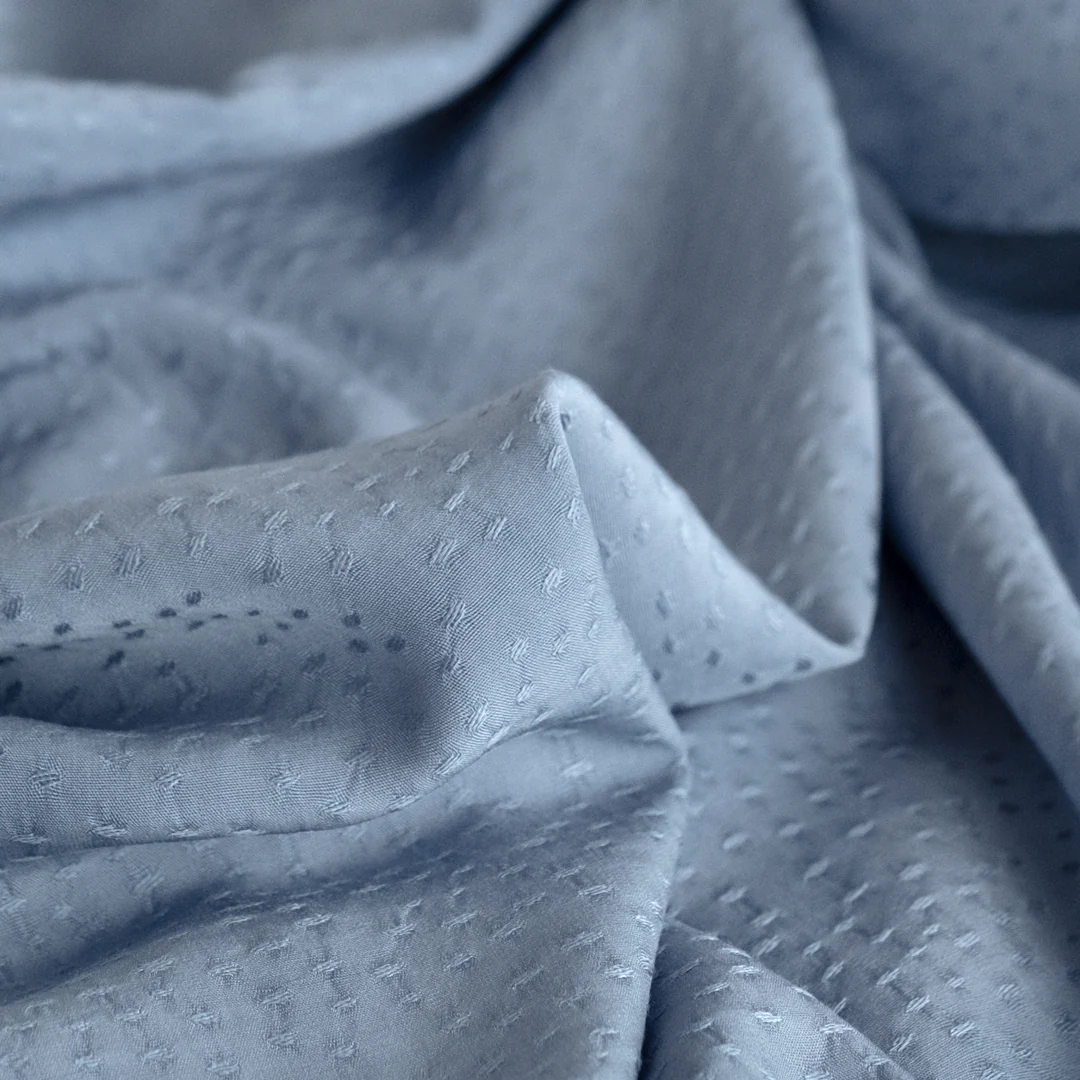 Silky Dotted Viscose Dobby - Bluestone - Image 2