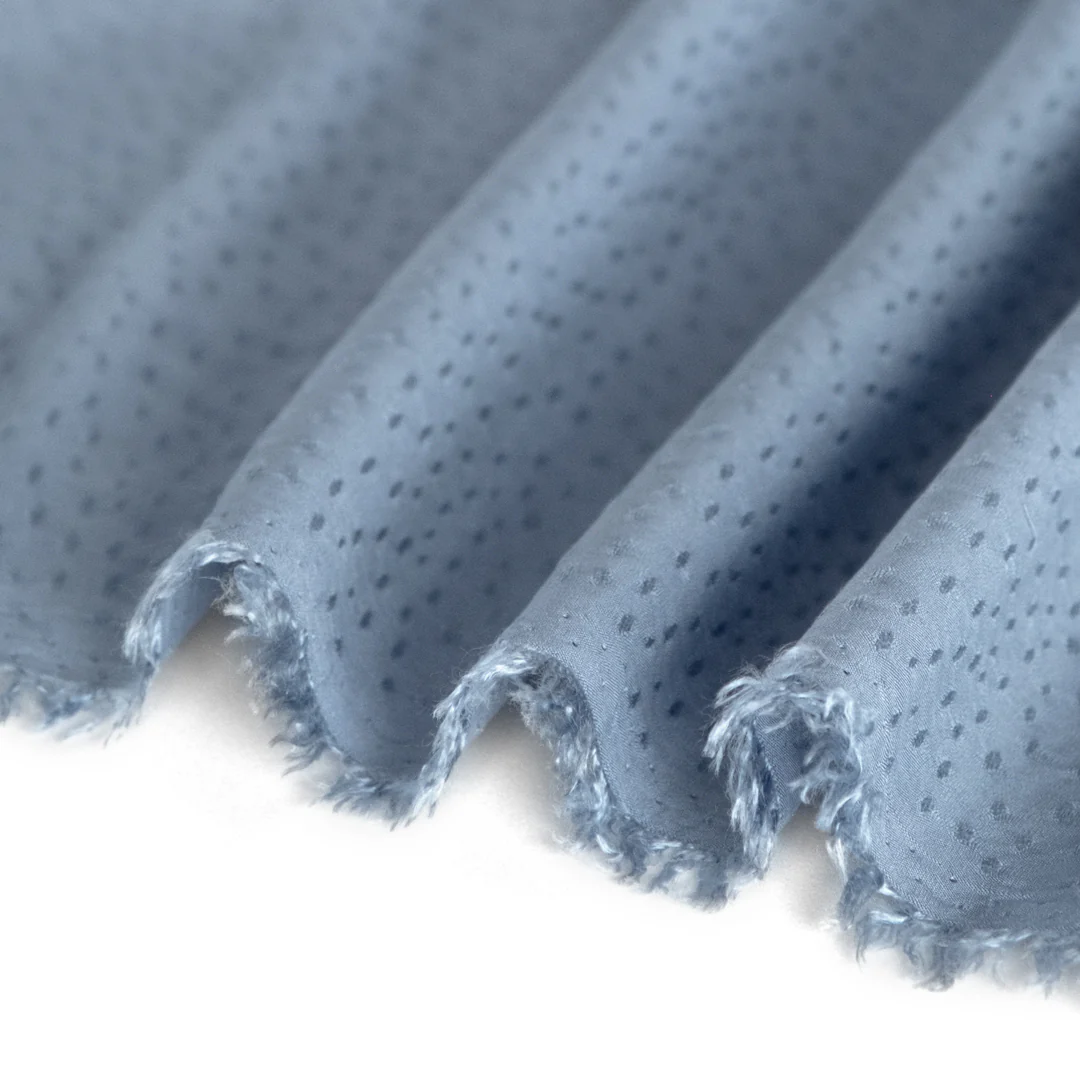 Silky Dotted Viscose Dobby - Bluestone - Image 3