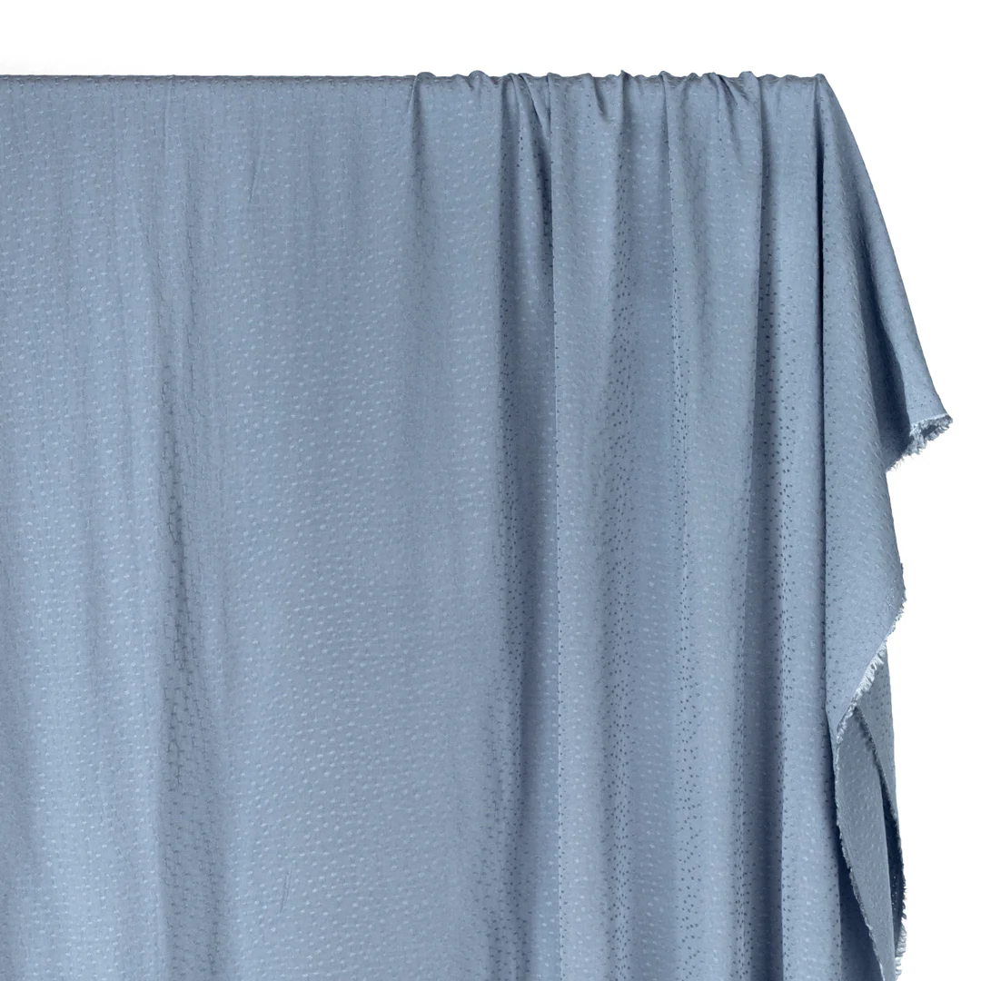 Silky Dotted Viscose Dobby - Bluestone - Image 4