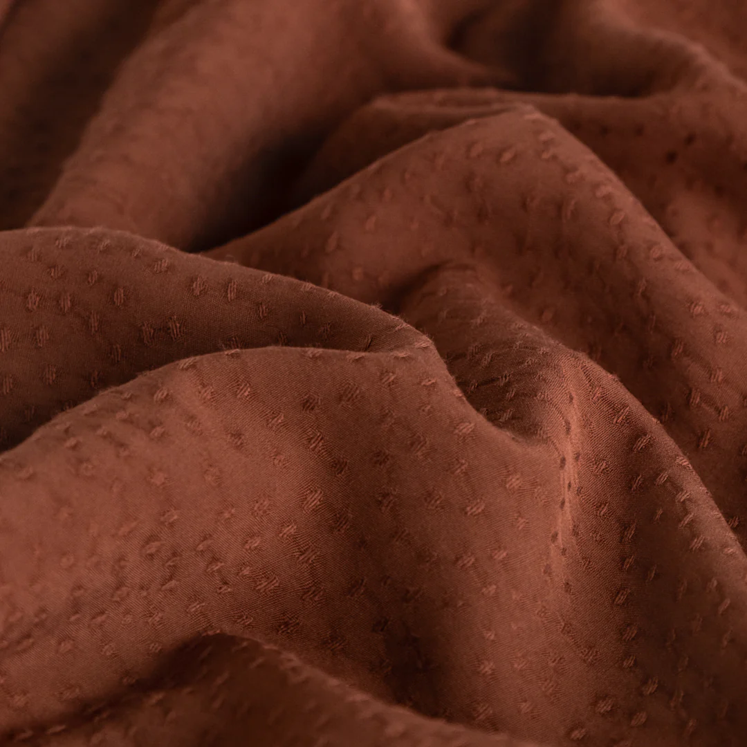 Silky Dotted Viscose Dobby - Chocolate - Image 2