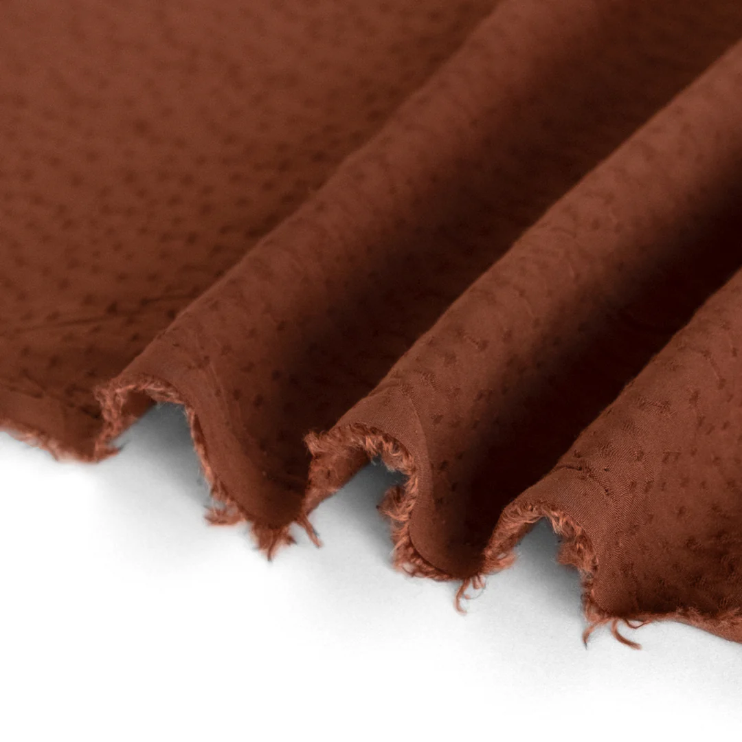 Silky Dotted Viscose Dobby - Chocolate - Image 3