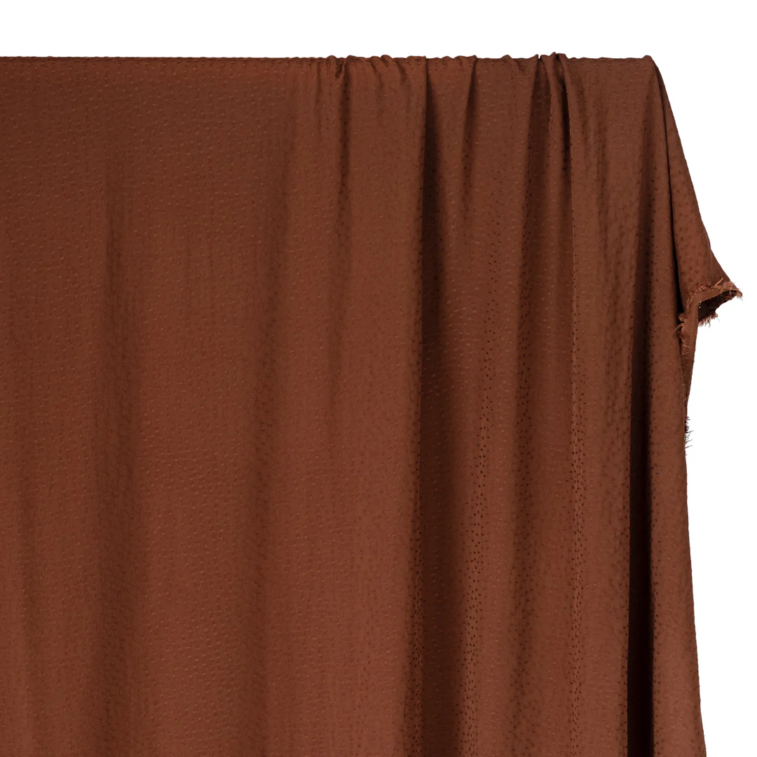 Silky Dotted Viscose Dobby - Chocolate - Image 4