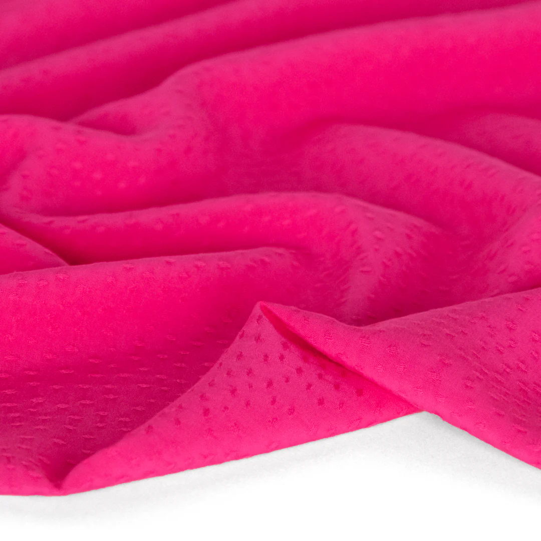 Silky Dotted Viscose Dobby - Electric Pink