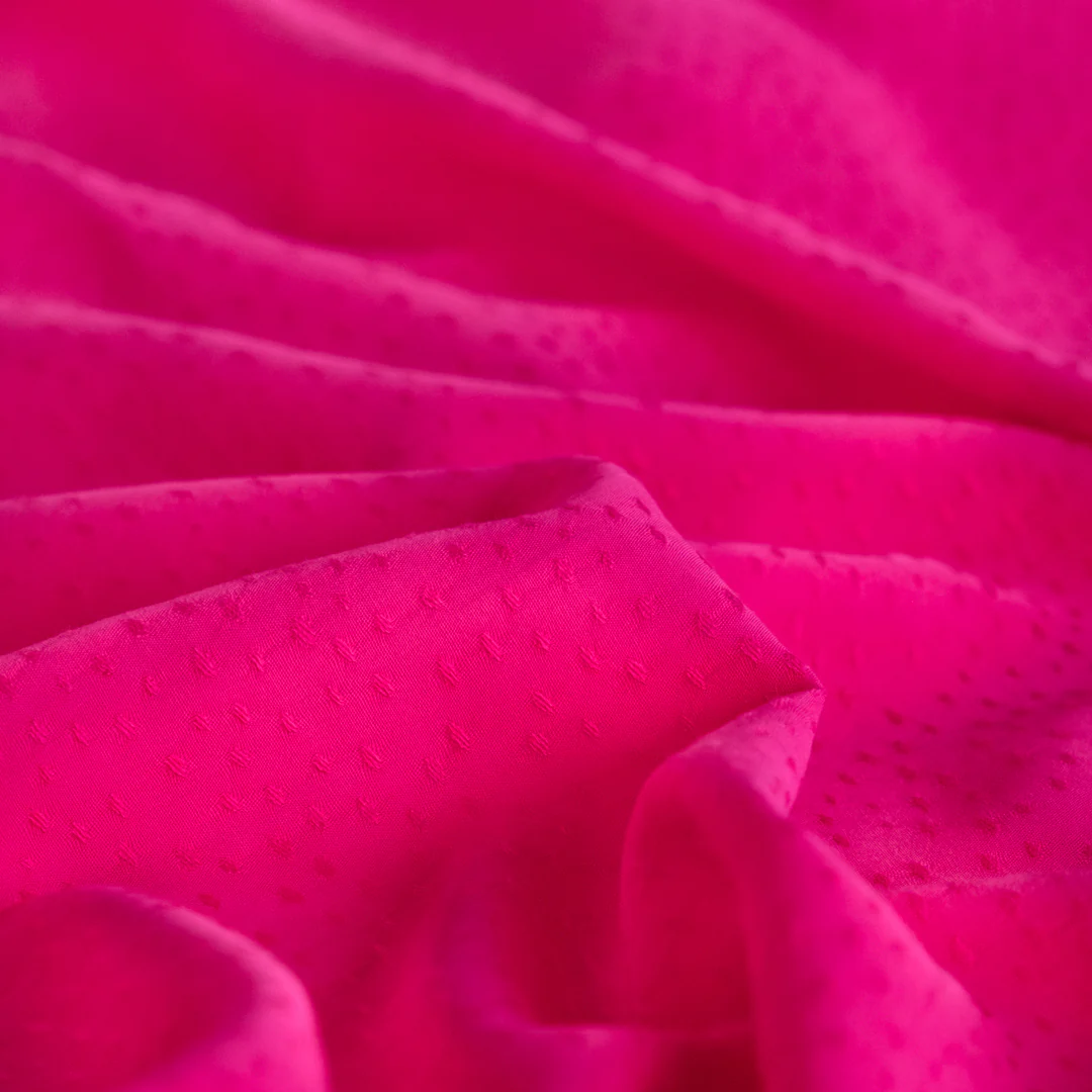 Silky Dotted Viscose Dobby - Electric Pink - Image 2