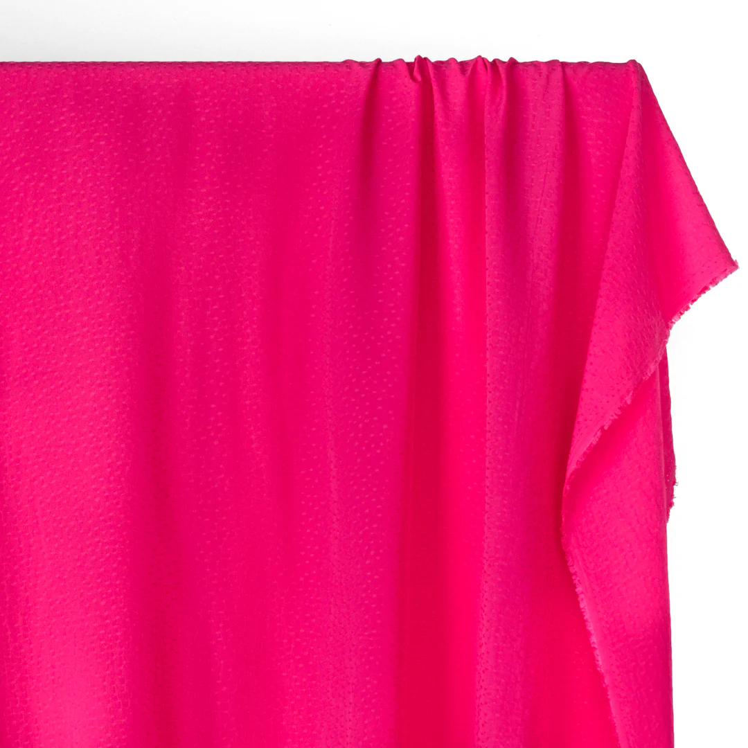 Silky Dotted Viscose Dobby - Electric Pink - Image 4