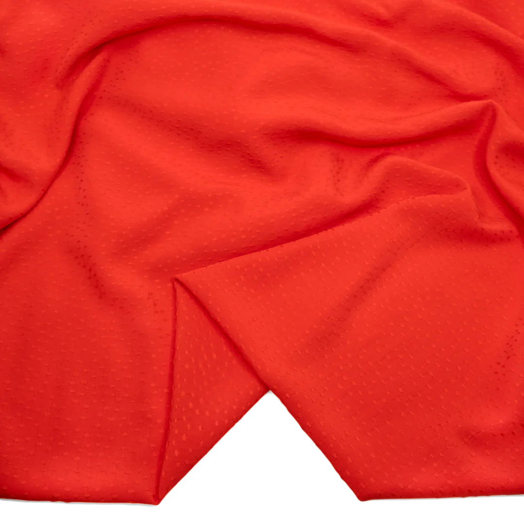 Silky Dotted Viscose Dobby - Flame