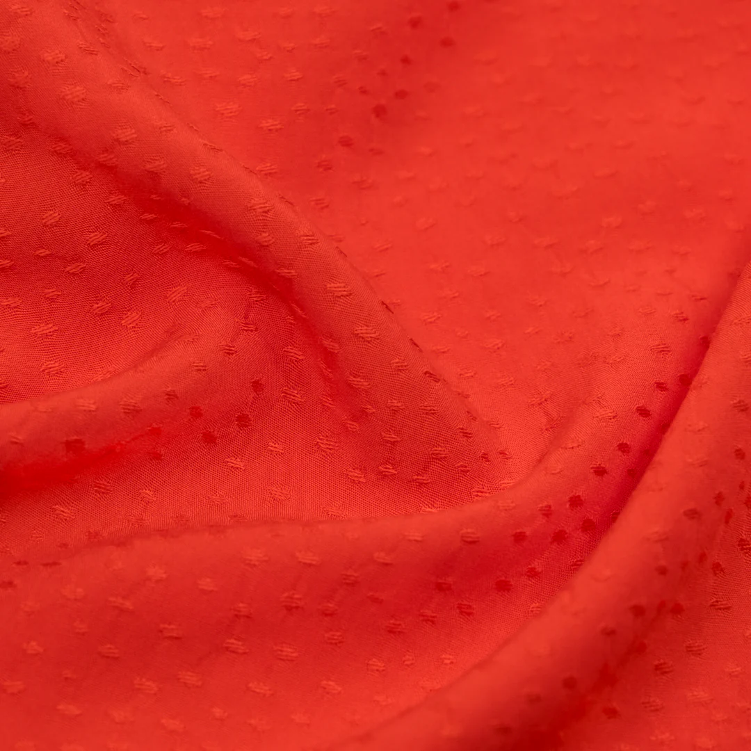 Silky Dotted Viscose Dobby - Flame - Image 2