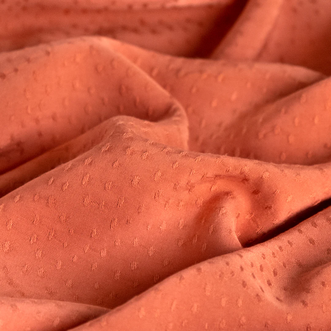 Silky Dotted Viscose Dobby - Persimmon - Image 2