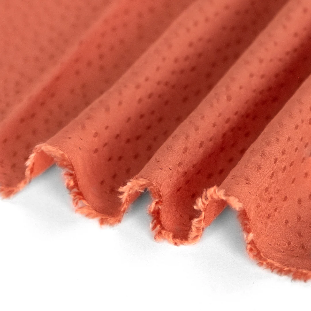 Silky Dotted Viscose Dobby - Persimmon - Image 3