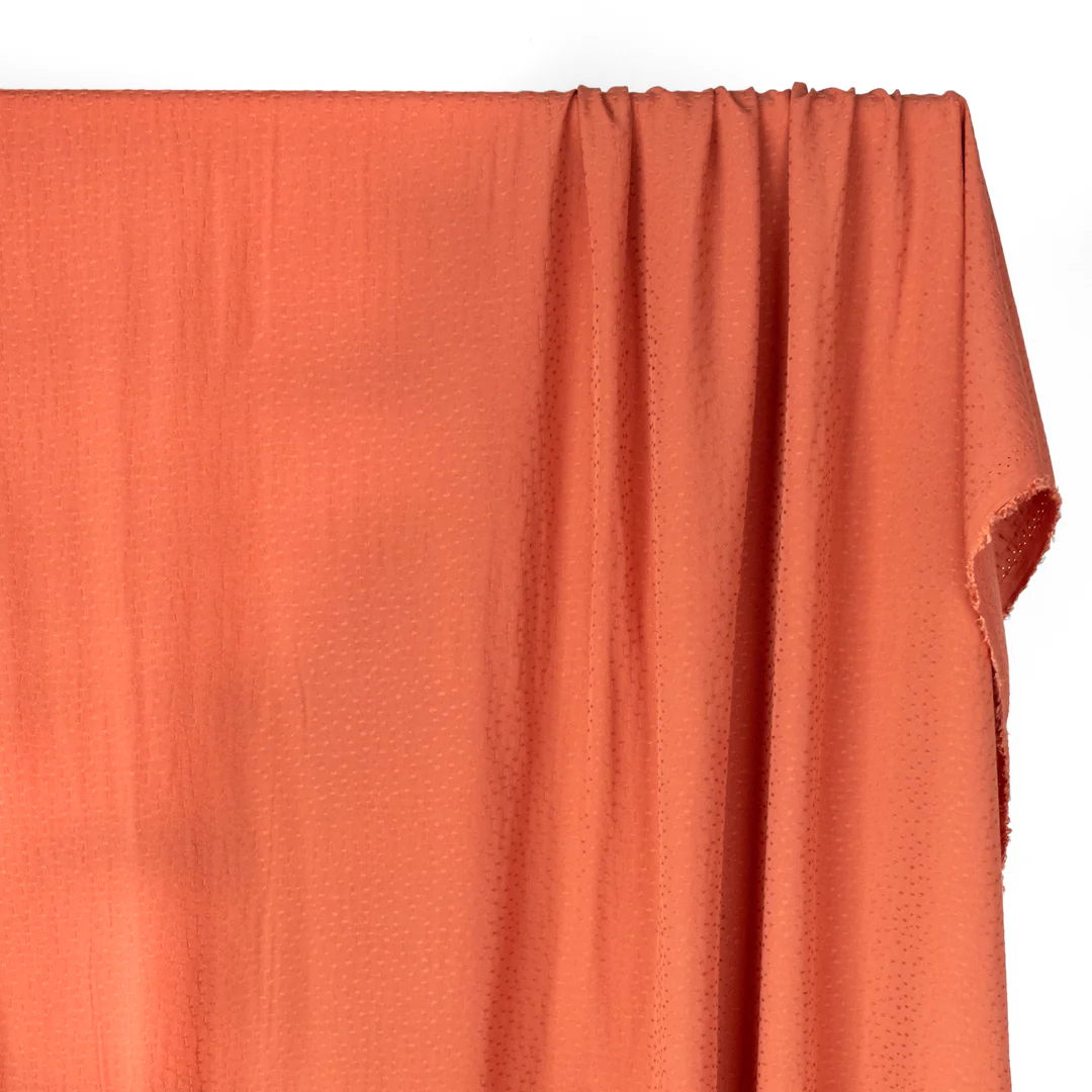 Silky Dotted Viscose Dobby - Persimmon - Image 4