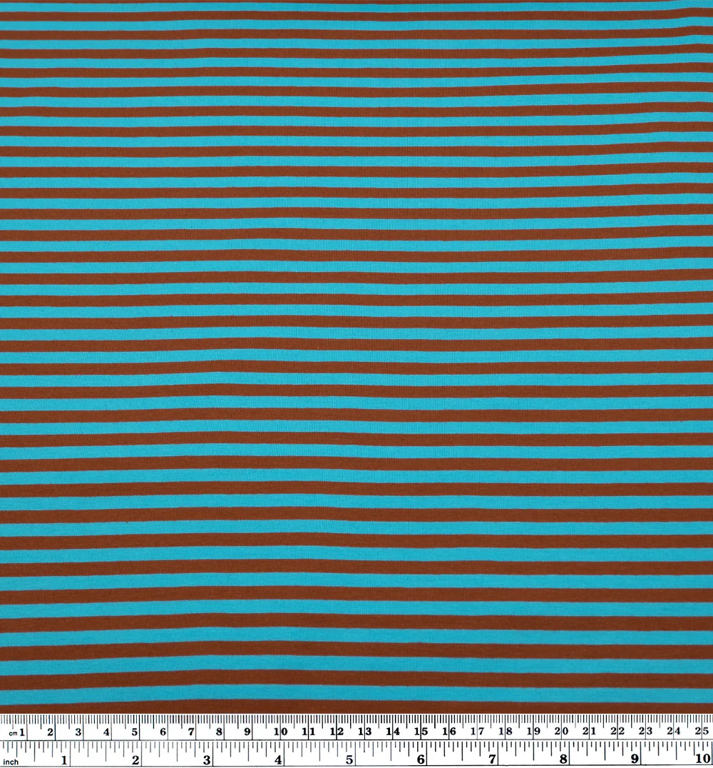 Skinny Sport Stripe Cotton Jersey - Aqua/Terracotta - Image 3
