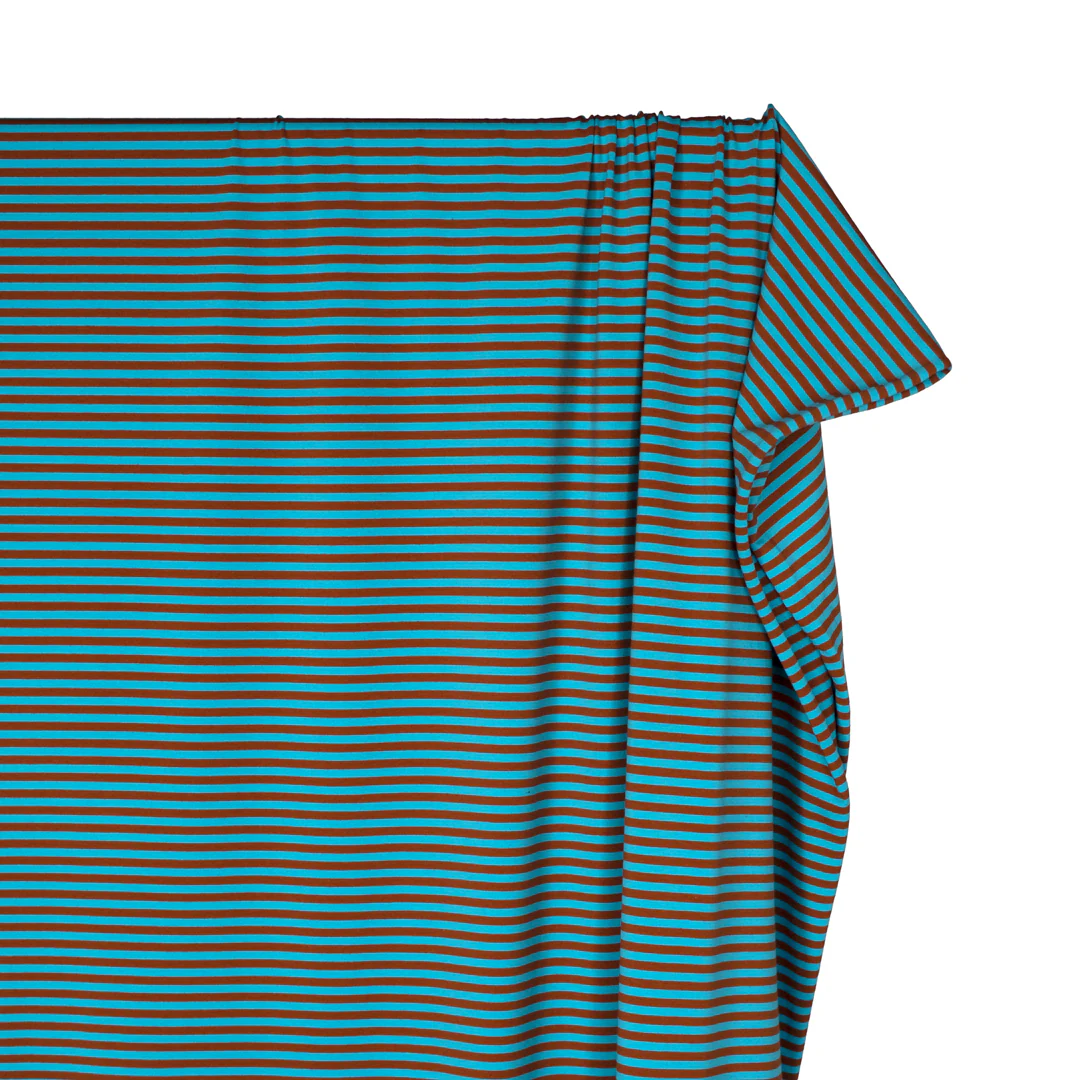 Skinny Sport Stripe Cotton Jersey - Aqua/Terracotta - Image 4