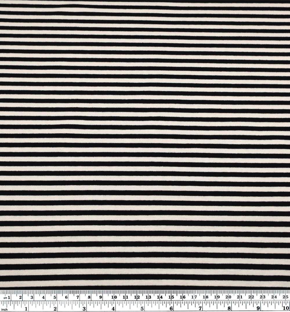 Skinny Sport Stripe Cotton Jersey - Black/Cream - Image 3
