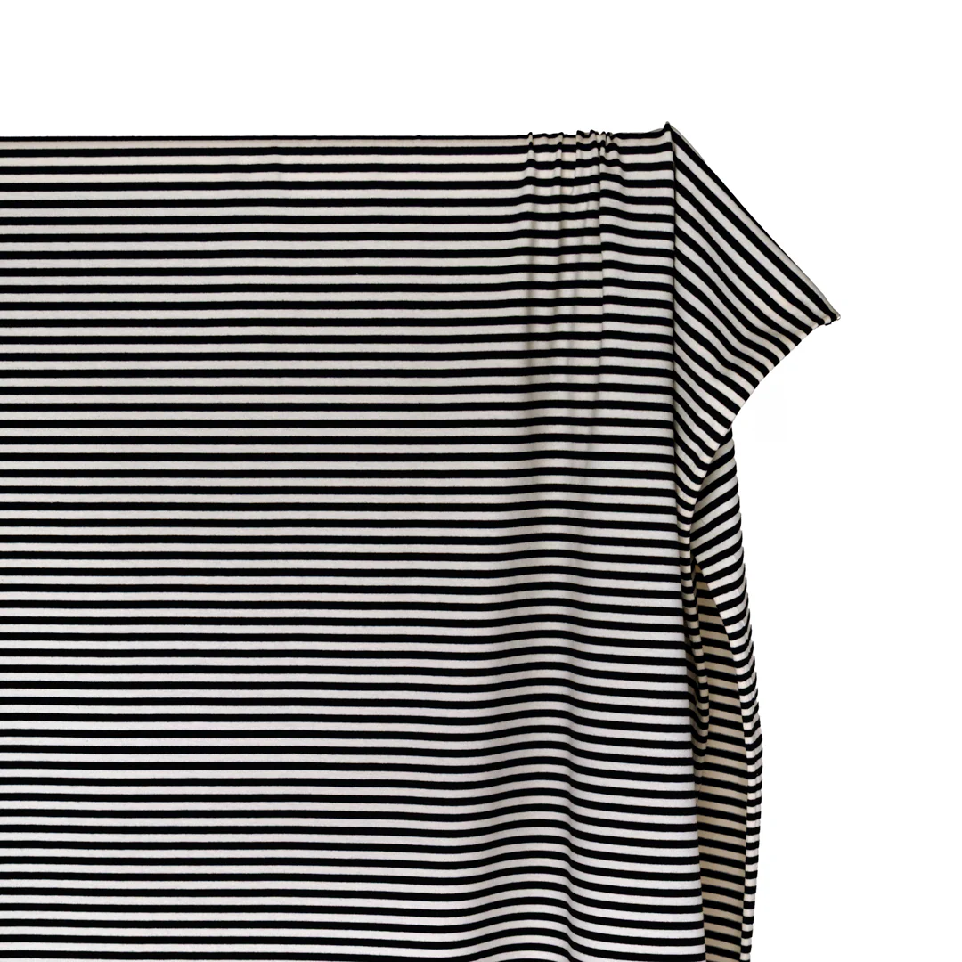 Skinny Sport Stripe Cotton Jersey - Black/Cream - Image 4