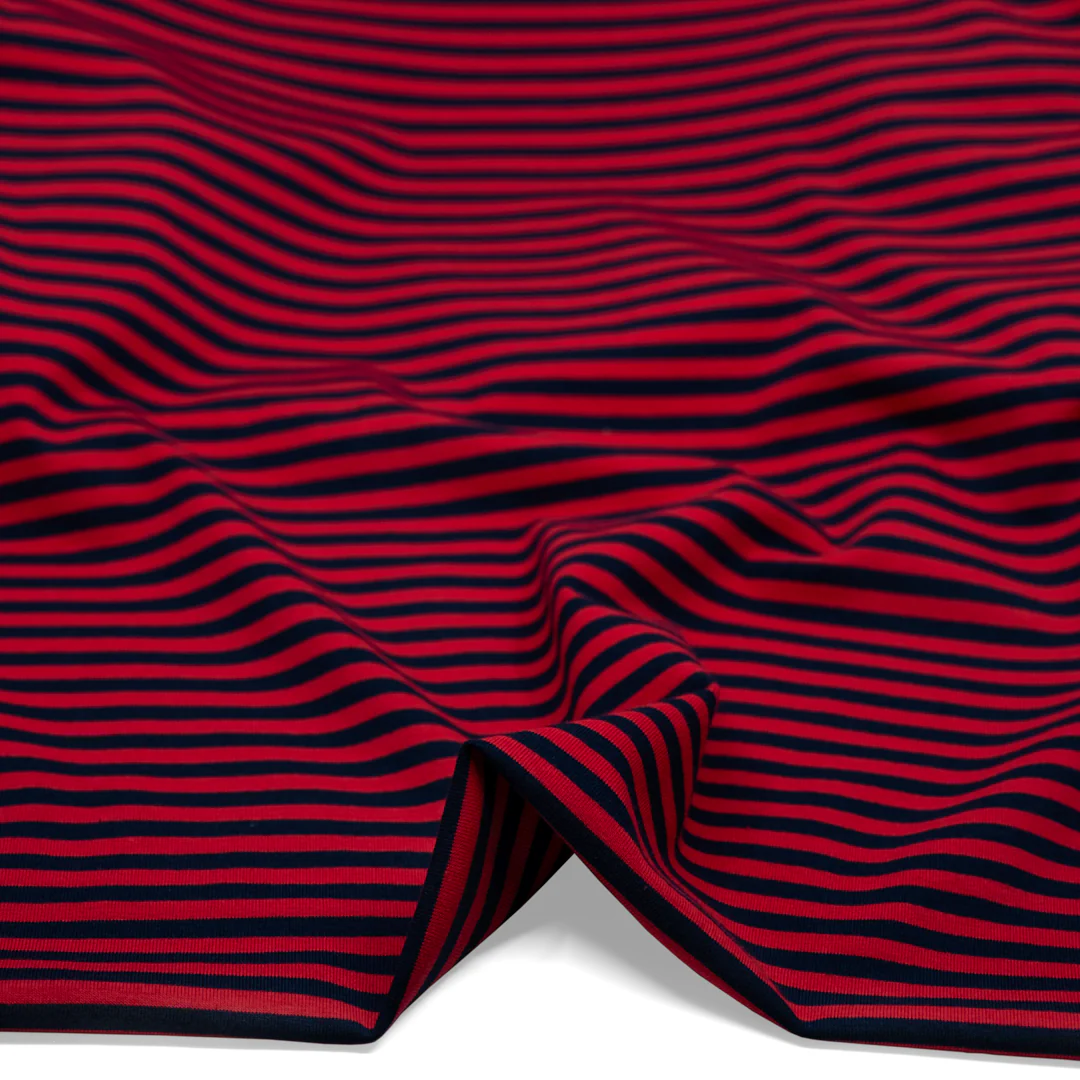 Skinny Sport Stripe Cotton Jersey - Cherry/Midnight Blue - Image 2