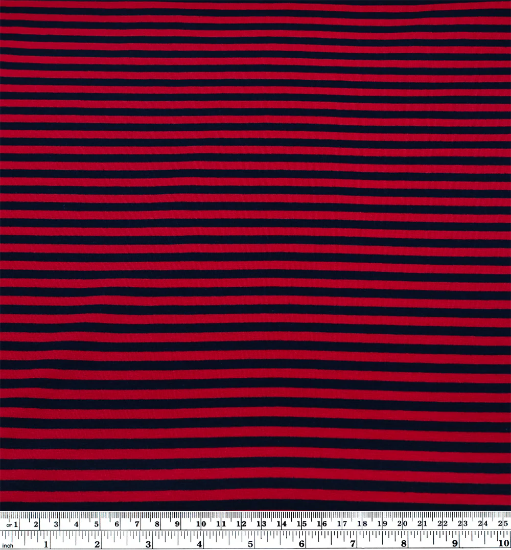 Skinny Sport Stripe Cotton Jersey - Cherry/Midnight Blue - Image 3