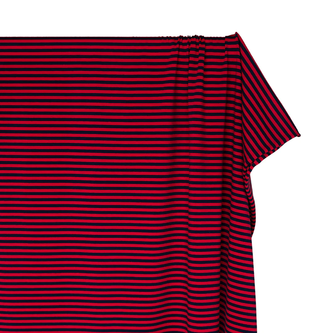 Skinny Sport Stripe Cotton Jersey - Cherry/Midnight Blue - Image 4