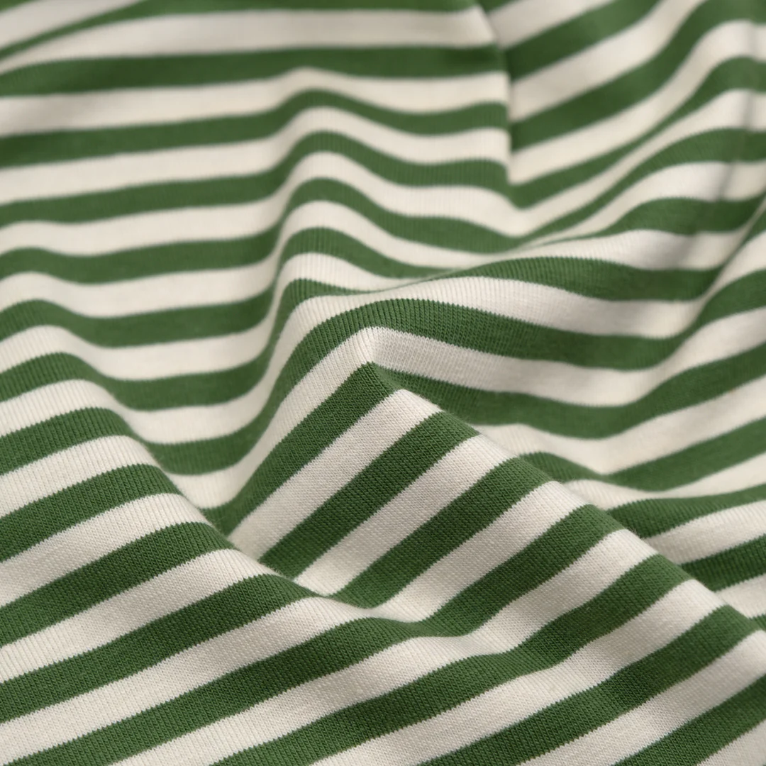 Skinny Sport Stripe Cotton Jersey - Dill/Cream