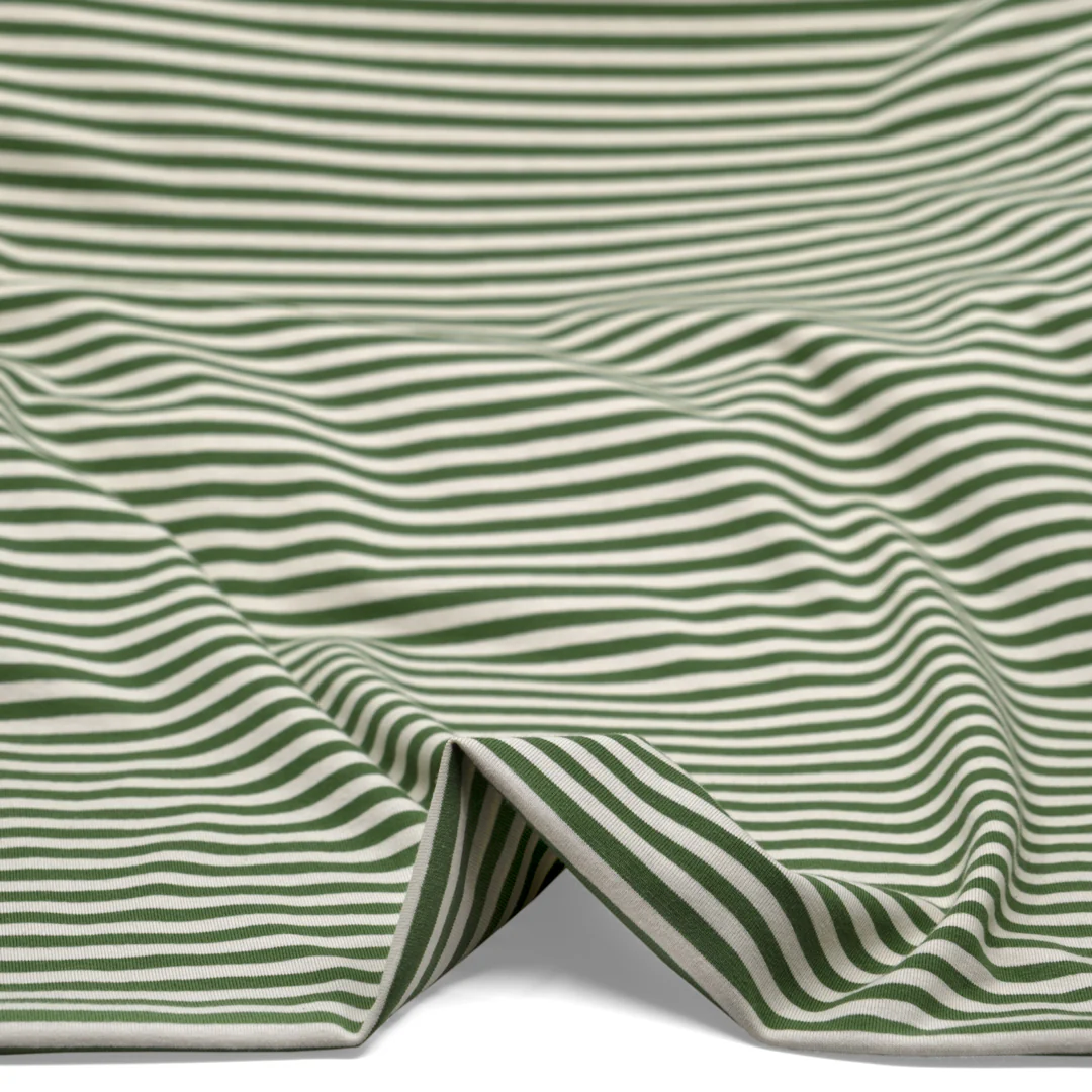 Skinny Sport Stripe Cotton Jersey - Dill/Cream - Image 2