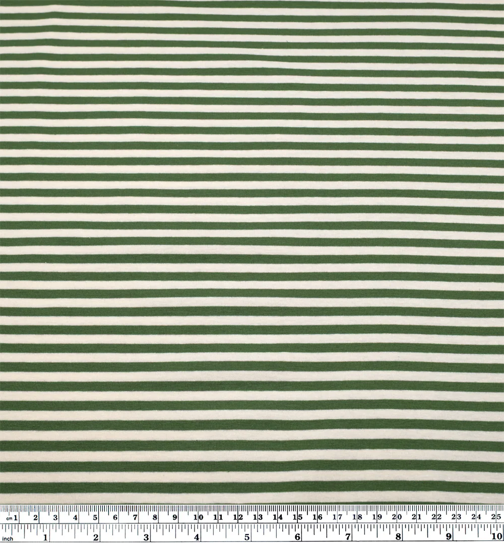 Skinny Sport Stripe Cotton Jersey - Dill/Cream - Image 3