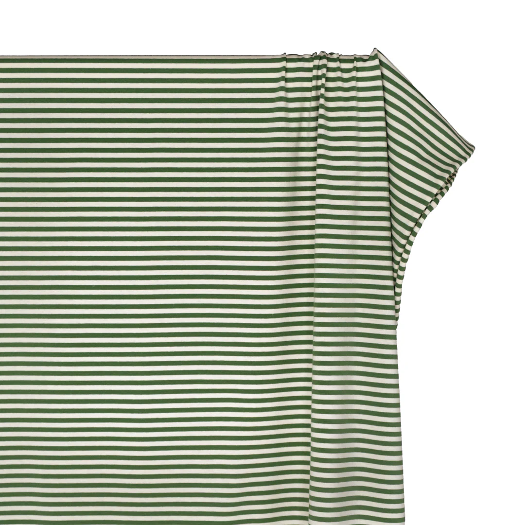 Skinny Sport Stripe Cotton Jersey - Dill/Cream - Image 4