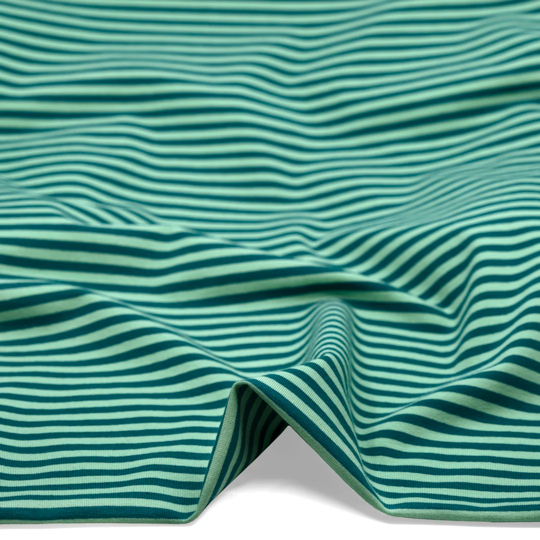 Skinny Sport Stripe Cotton Jersey - Lagoon/Spring Green - Image 2