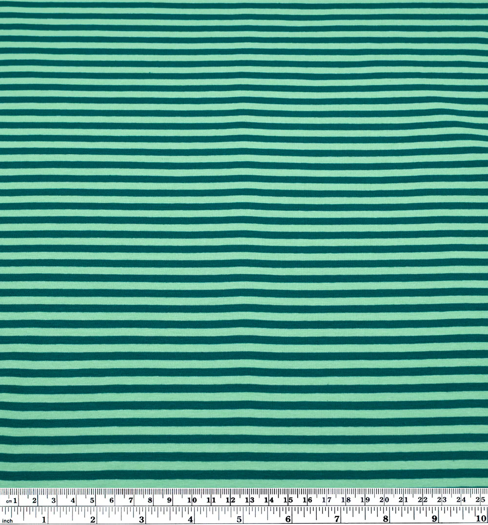 Skinny Sport Stripe Cotton Jersey - Lagoon/Spring Green - Image 3
