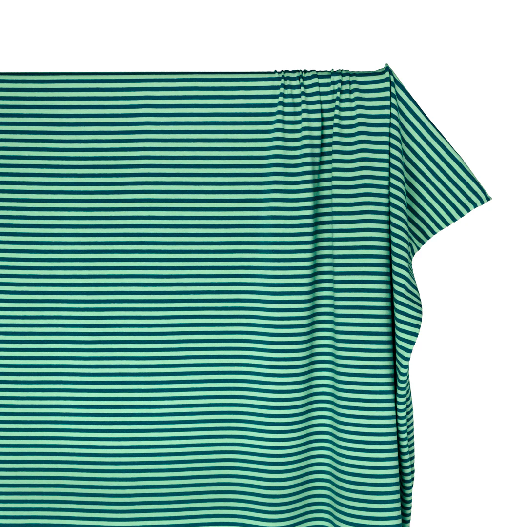 Skinny Sport Stripe Cotton Jersey - Lagoon/Spring Green - Image 4