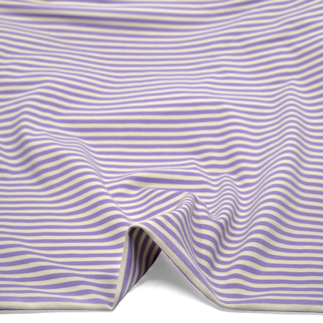 Skinny Sport Stripe Cotton Jersey - Lavender/Cream - Image 2