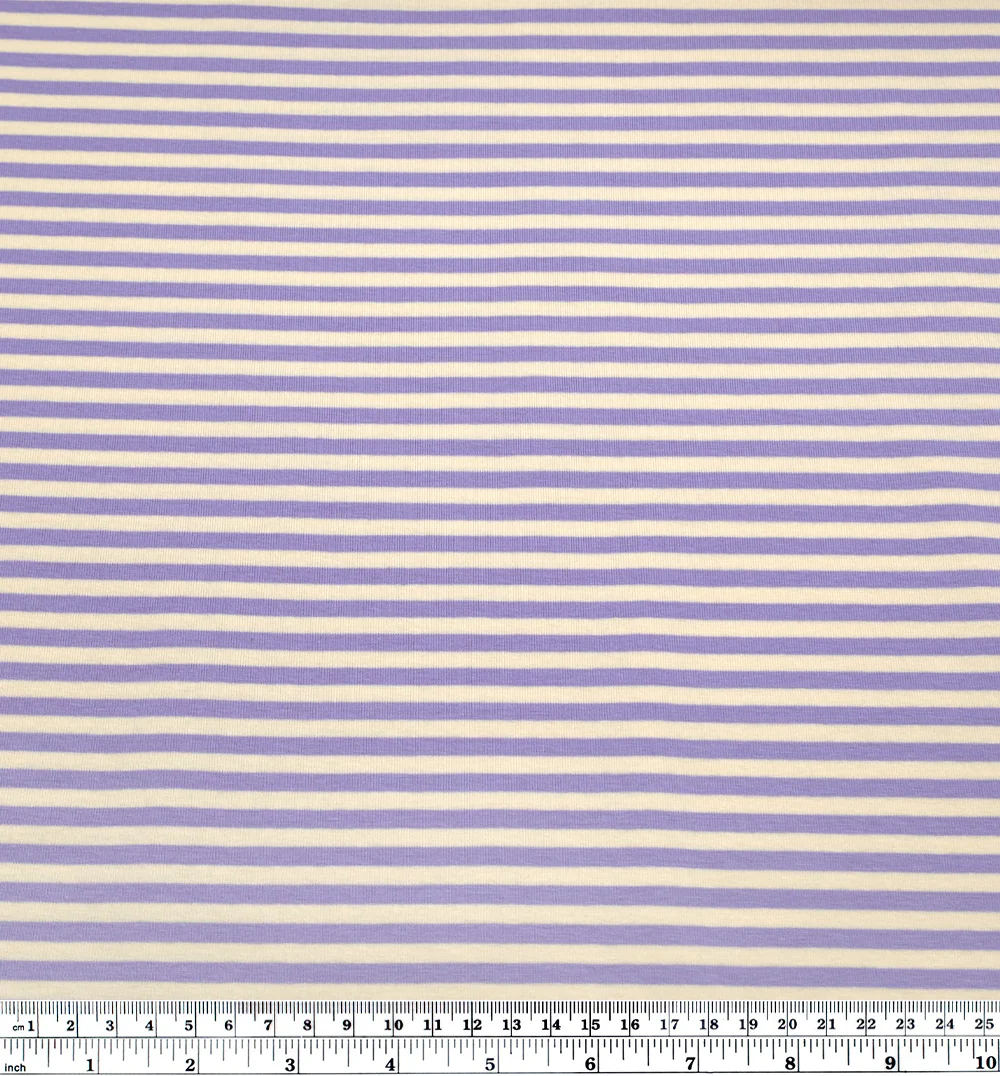 Skinny Sport Stripe Cotton Jersey - Lavender/Cream - Image 3