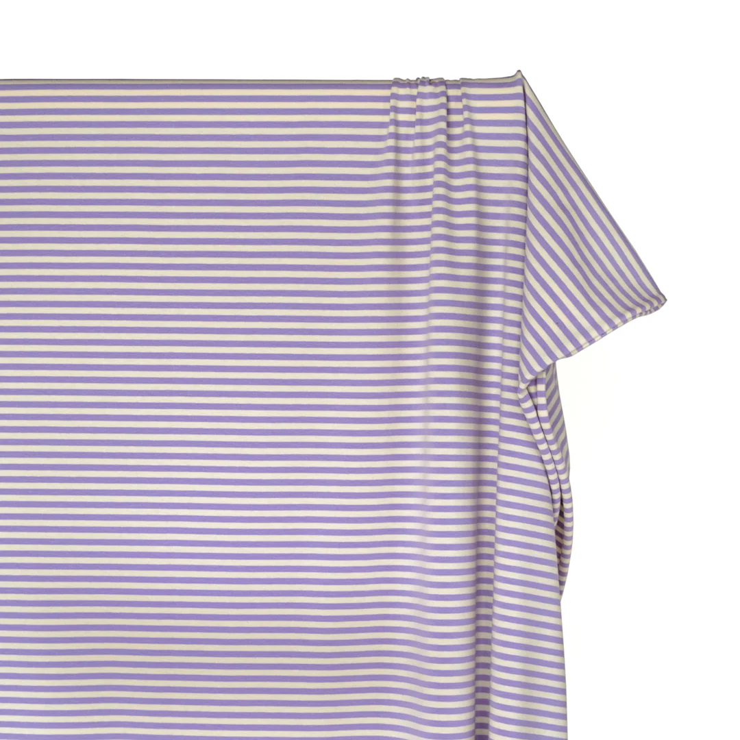 Skinny Sport Stripe Cotton Jersey - Lavender/Cream - Image 4