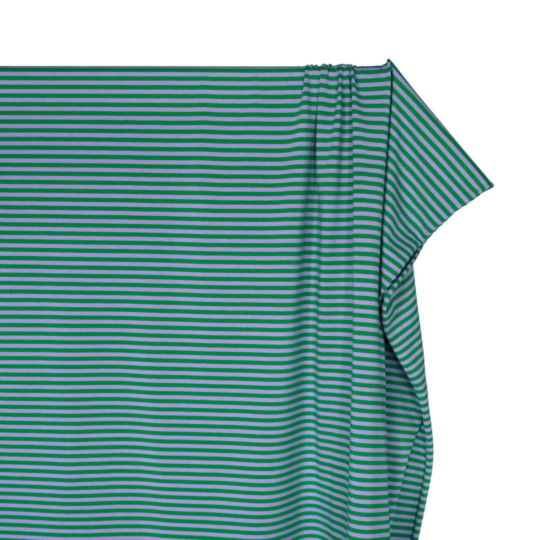 Skinny Sport Stripe Cotton Jersey - Lavender/Viridian - Image 4