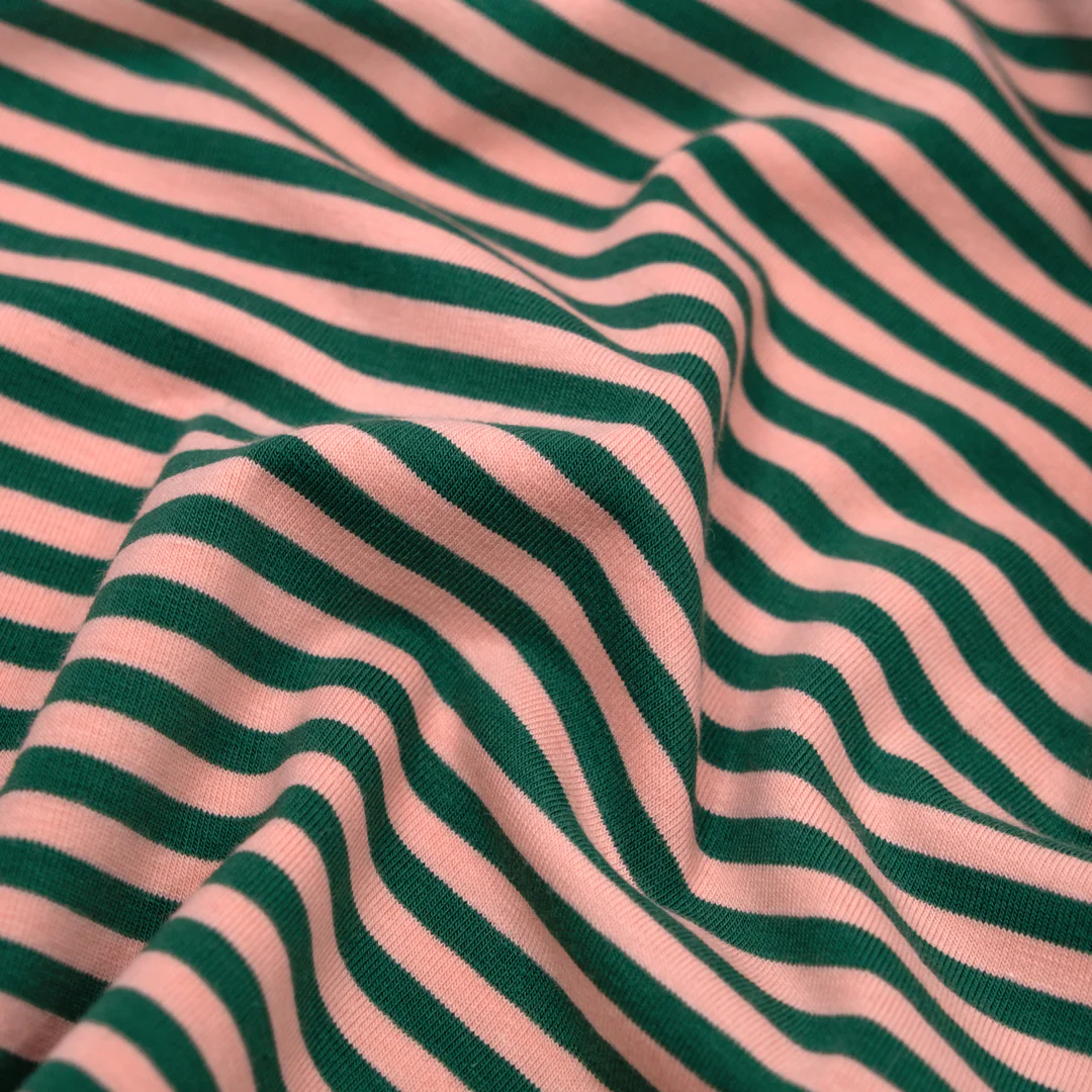 Skinny Sport Stripe Cotton Jersey - Peach/Pine