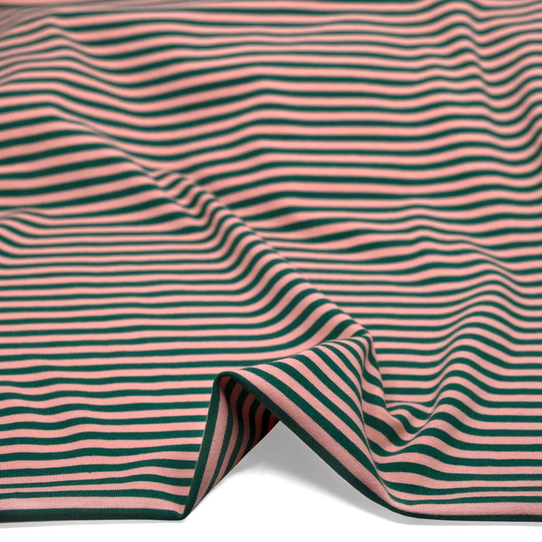 Skinny Sport Stripe Cotton Jersey - Peach/Pine - Image 2