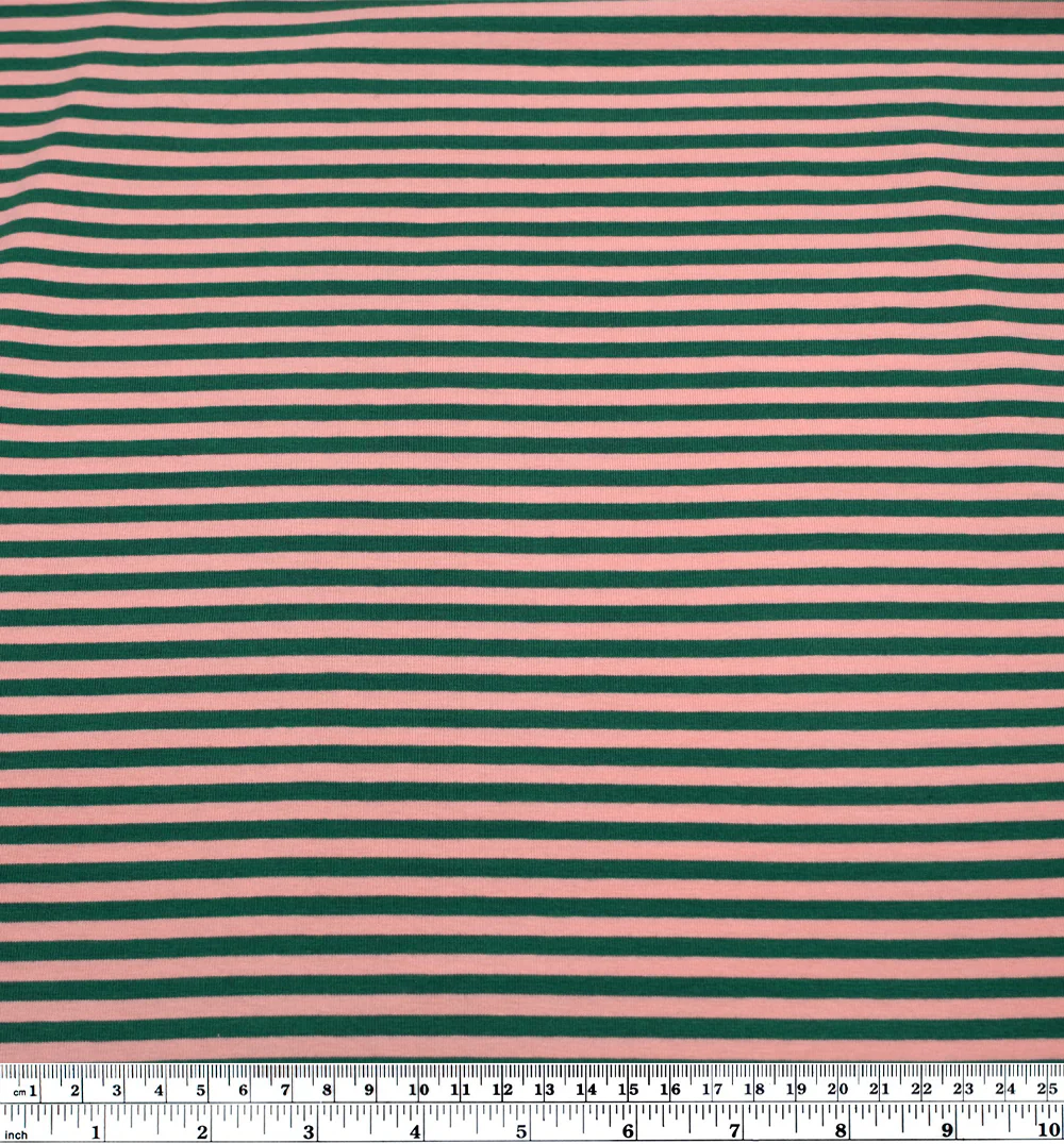 Skinny Sport Stripe Cotton Jersey - Peach/Pine - Image 3