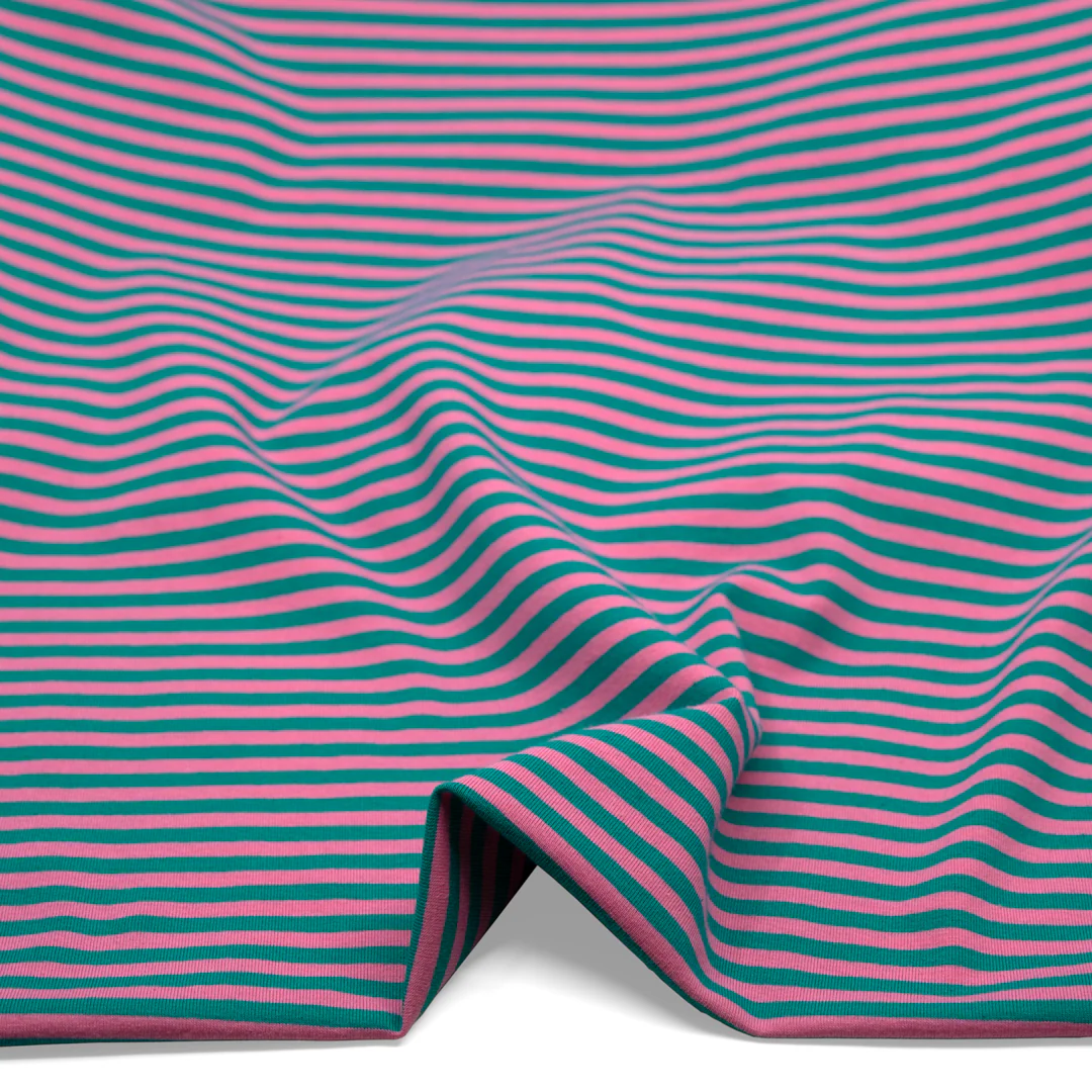 Skinny Sport Stripe Cotton Jersey - Teal/Frosting - Image 2