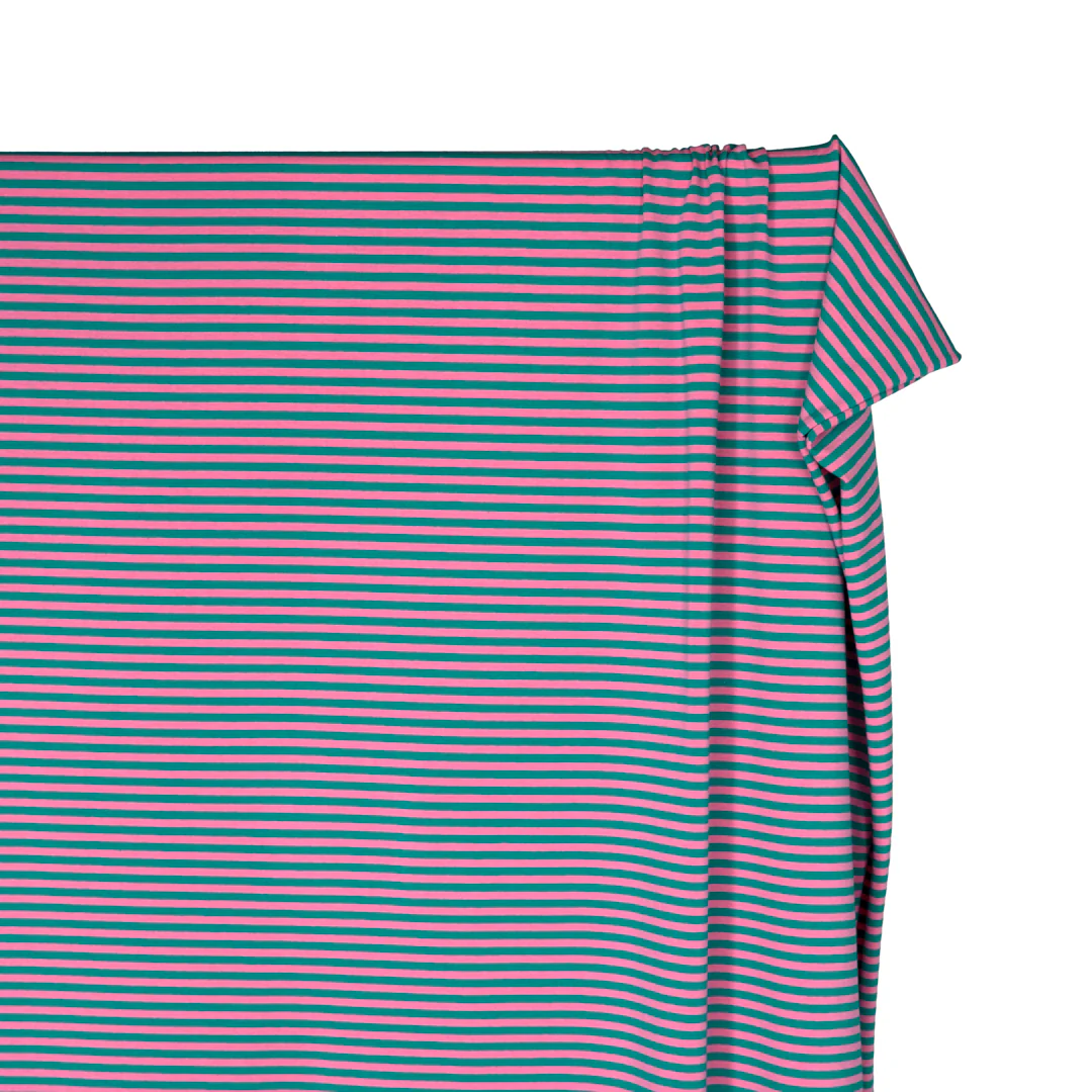 Skinny Sport Stripe Cotton Jersey - Teal/Frosting - Image 4