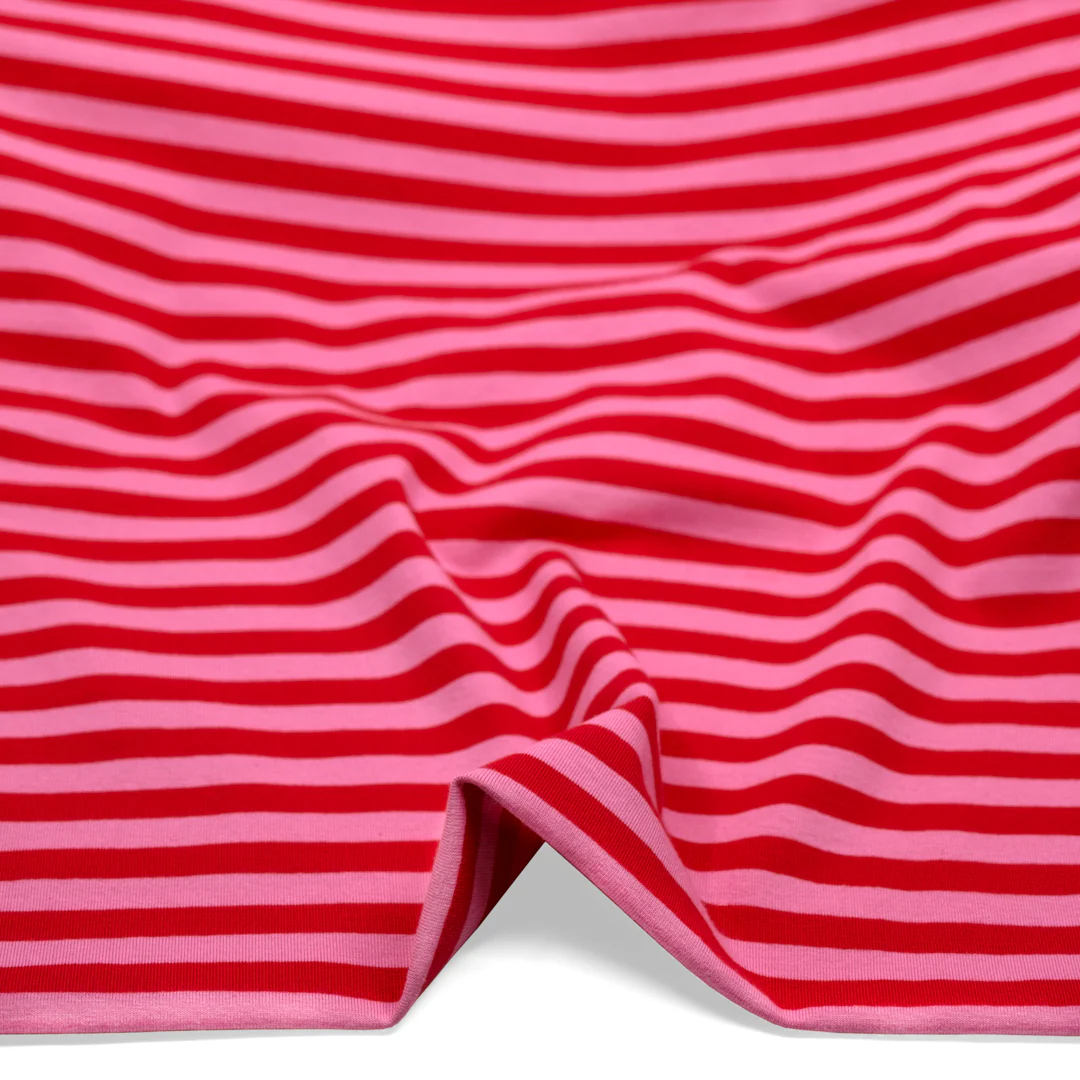 Sport Stripe Cotton Jersey - Frosting/Poppy - Image 2