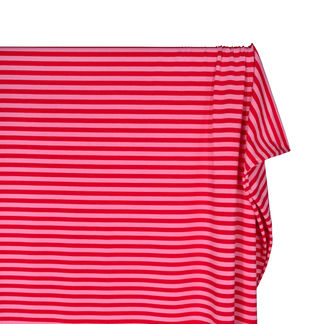 Sport Stripe Cotton Jersey - Frosting/Poppy - Image 4