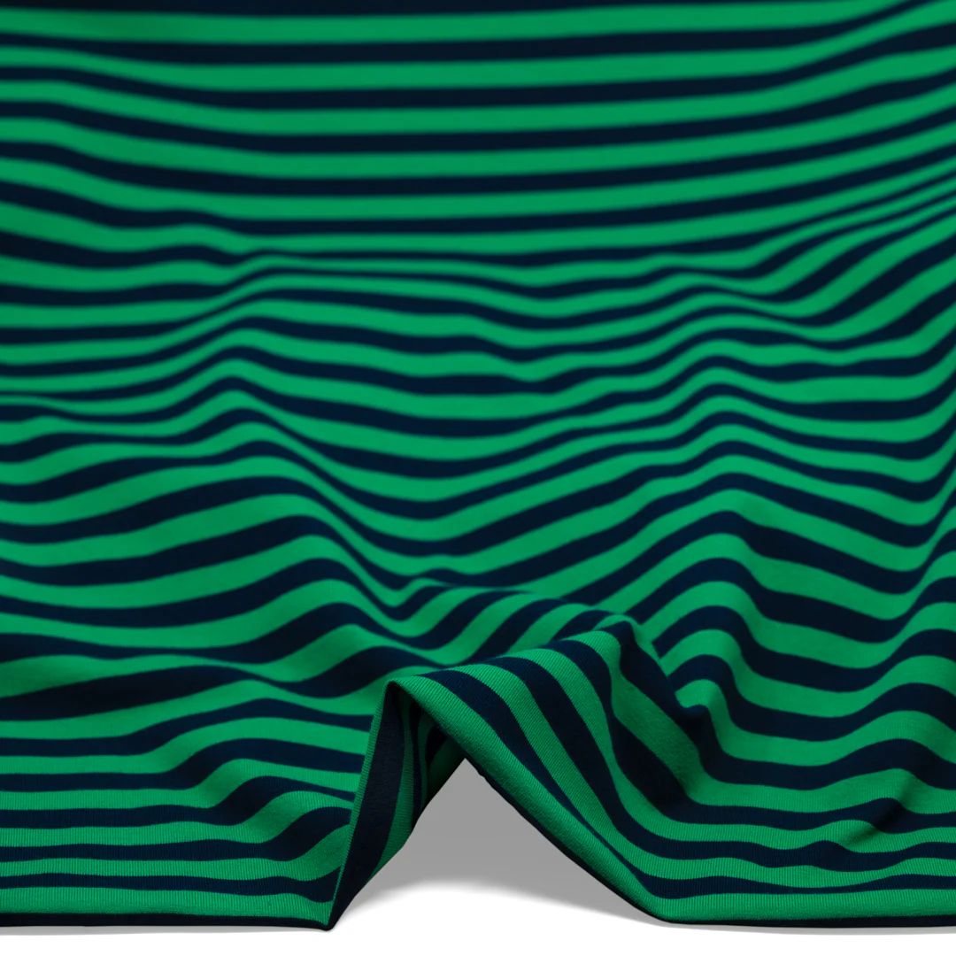 Sport Stripe Cotton Jersey - Grass/Midnight Blue - Image 2